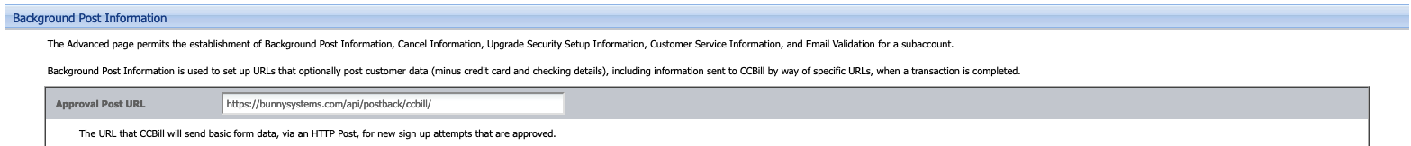 CCBill approval post URL
