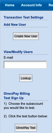 CCBill create new test user